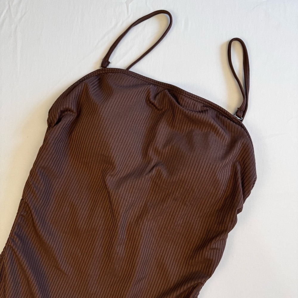 Aleumdr Women's Ribbed One Piece Tummy Control Swimsuit Cheeky Tie Side Size Sm - Picture 7 of 11